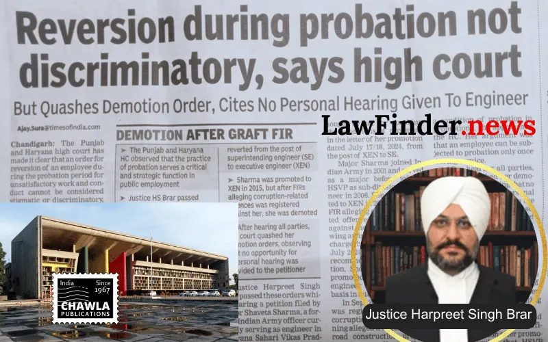 Punjab and Haryana High Court Quashes Reversion Order of Major Shaveta Sharma