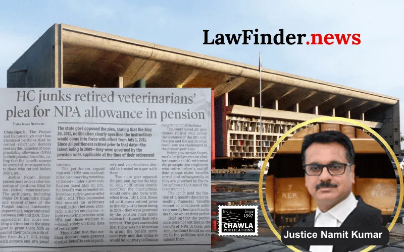 Punjab and Haryana High Court Upholds Pension Policy for Veterinary Doctors