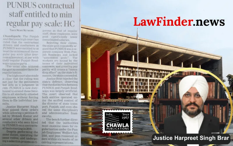 Punjab and Haryana High Court Upholds 'Equal Pay for Equal Work' for Contractual Employees