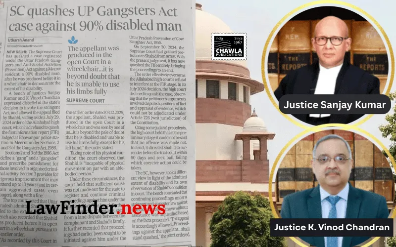 Supreme Court Quashes FIR Against 90 percent Disabled Man Under Anti-Gangster Act
