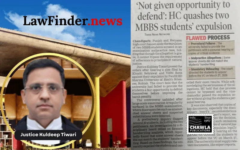 Punjab & Haryana High Court Quashes Expulsion of Medical Student by University
