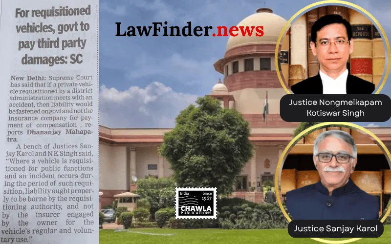 A Motor Vehicle requisitioned by public authority, the liability for any untoward incidents rests with the authority, not the private insurer
