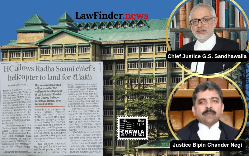Himachal Pradesh High Court Grants Permission for Helicopter Landing at College Playground
