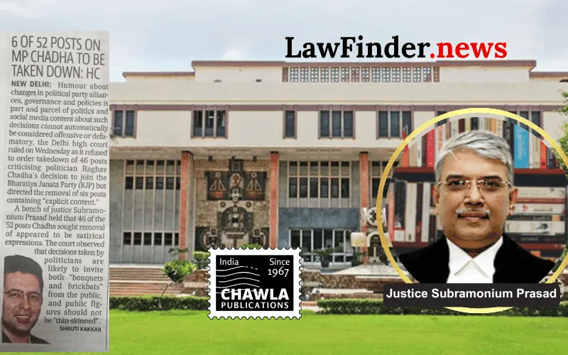 Delhi High Court Denies Full Injunction in Raghav Chadha Defamation Case