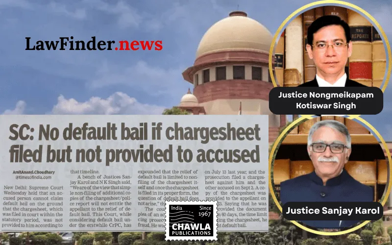 No default bail  once a chargesheet is filed within the prescribed period, even if additional copies are not filed