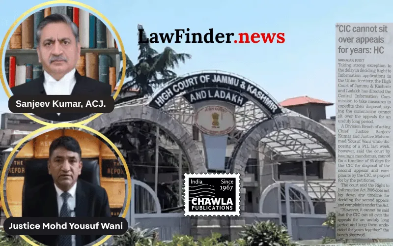 Jammu & Kashmir High Court Urges CIC to Expedite Pending RTI Appeals