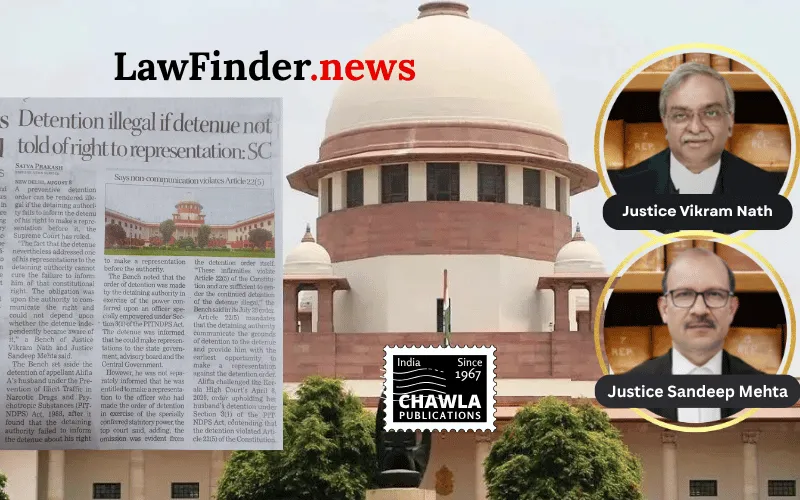 Supreme Court Quashes Detention of Muhammed Rafi Under Prevention of Illicit Traffic in Narcotic Drugs and Psychotropic Substances Act